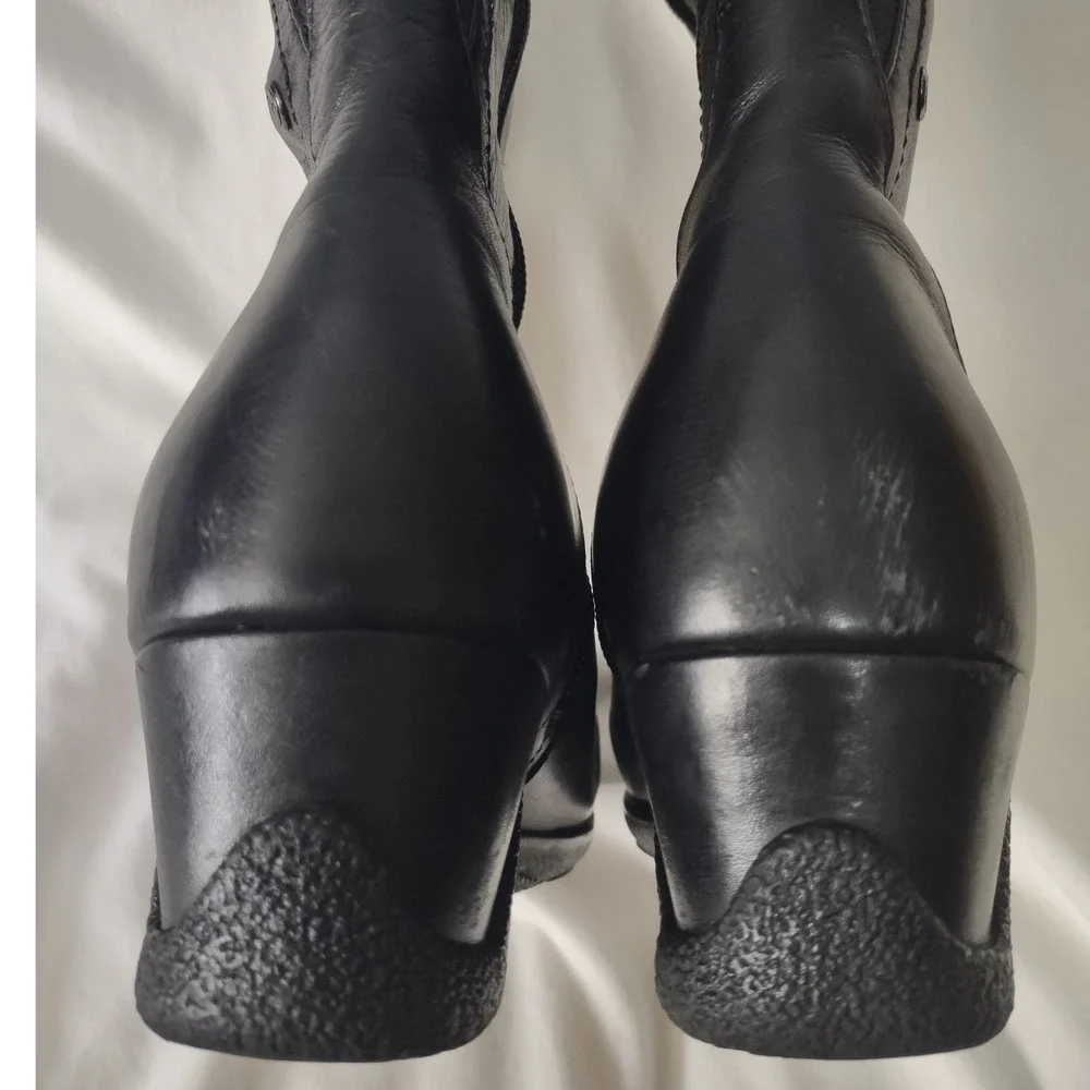 Blondo Canada Aqua Protect Black Leather Knit Cuff Boots Womens 10M‎ B1388-11